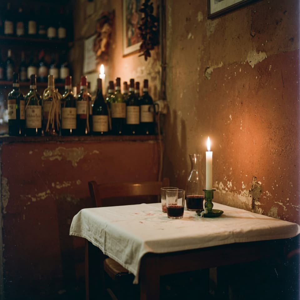 Warme restaurant-interieur bij kaarslicht.